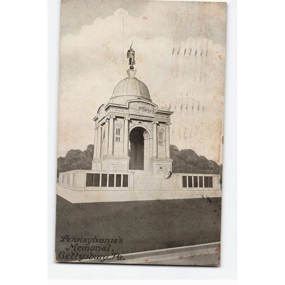 Vintage 1910 Gettysburg PA Pennsylvania State Memorial Postcard VG Postmarked